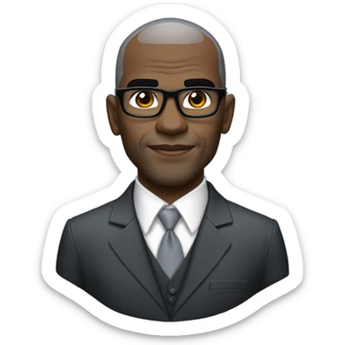 deon sanders with small round face and suit and glasses and buzz cut and small eyes and over 50 small gray bearded receding hairline and small black eyes and wrinkled forehead sticker