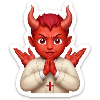devil making prayer hands sticker