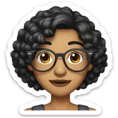 a dimaond shaped face with glasses clear face shorthair wheaty skin tone  and black hair with a good jawline sticker