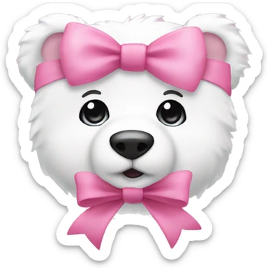 cute white bears face only with a pink bow on it’s ear with a sparkle emoji like this ✨ around it sticker