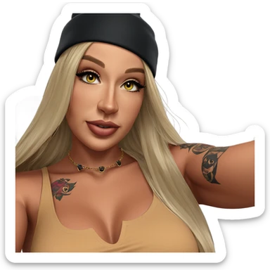 blonde girl with hat and tattoos sticker