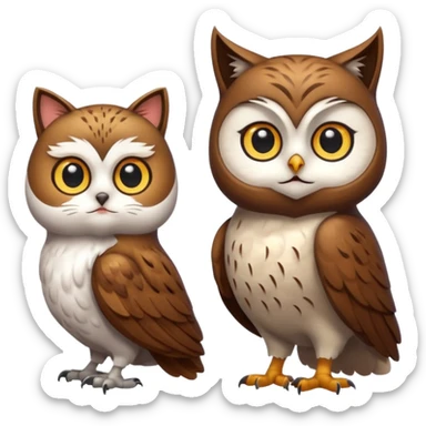 Owl bodyand cat head and tail full body sticker