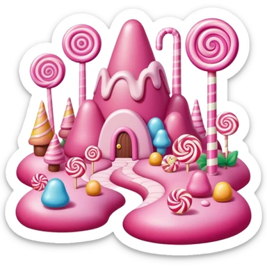 candy land pink surreal landscape sticker