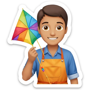 Kite Maker, making a kite pose. sticker
