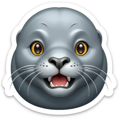 scary grey sea lion sticker