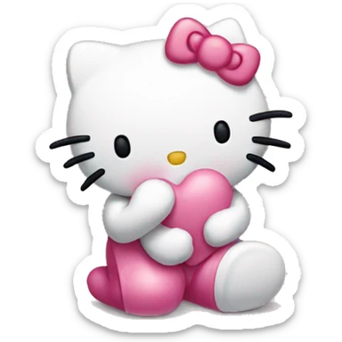Hello kitty giving a kiss sticker