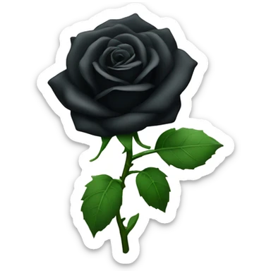 A singular black rose with green stem  sticker