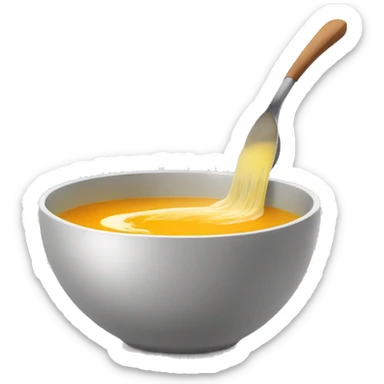 Ladle pouring soup into a clear bowl sticker