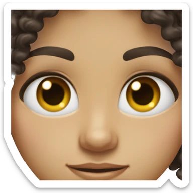white 13 year old girl with dark brown curly hair and long eyelashes sticker