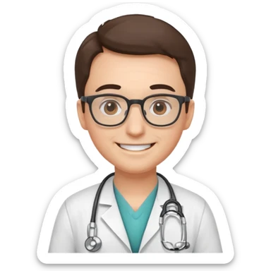 cartoon face for  a doctor giving approval sticker