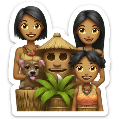 Family of 6 tiki with a tikidog sticker