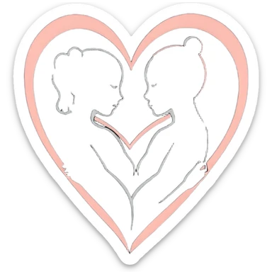 Two silhouettes embracing in a passionate moment with hearts floating around sticker