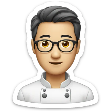 Chinese male in glasses chef sticker