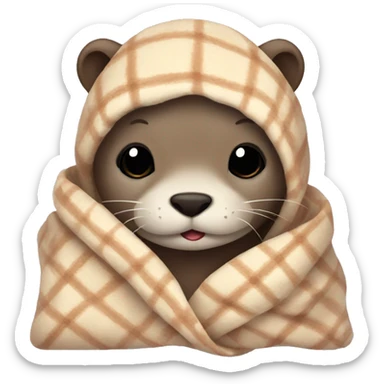 otter cozy in blanket sticker