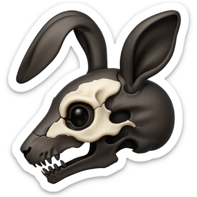 Tête de lapin squelette noire de profil avec des G à la place des yeux  sticker