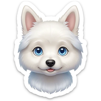 Small whie dog blue eyes sticker