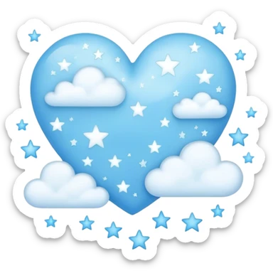 light blue heart with clouds and stars sticker