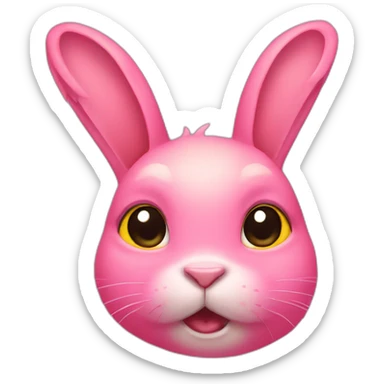 Pink rabbit with tears, wears yellow teeshirt sticker