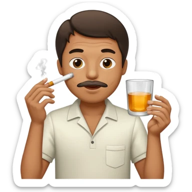 Man smoking from glass pong , the pong in his mouth (like this pong ⚗️) sticker