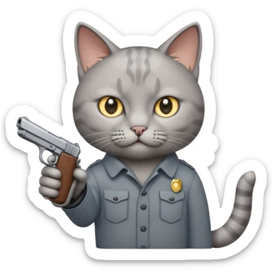 Cat with a pistol sticker