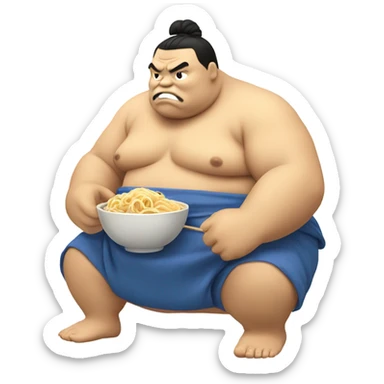 Sumo wrestler eating noodles sticker