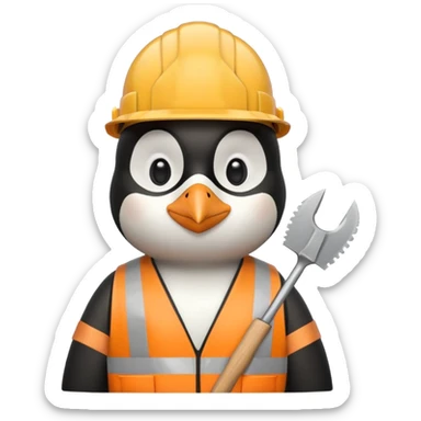 Penguin Construction Worker with saw sticker