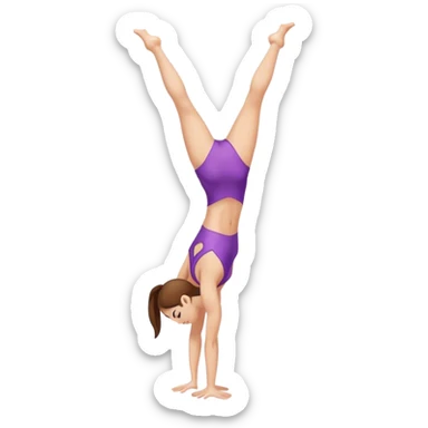 White girl with brownhair, gymnast doing handstand / cart wheel sticker