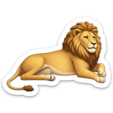supine lion playing sticker