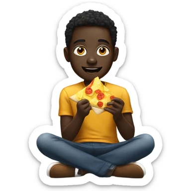 Dark skinned boy enjoying nachos sticker