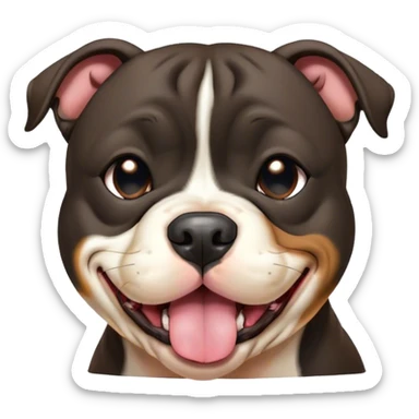 Cinematic Cute Yawning Black/Brindle Staffordshire Bull Terrier Portrait Emoji, Head tilted slightly with a dramatic, wide-open yawn, showcasing a smooth Fur with a striking black and brindle pattern, floppy ears slightly drooping, round dark eyes barely open in drowsy contentment, Simplified yet irresistibly adorable features, highly detailed, glowing with a soft, cozy glow, high shine, relaxed yet expressive, stylized with a touch of whimsy, bright and endearing, soft glowing outline, capturing the essence of a sleepy yet affectionate guardian, so drowsy it feels like it could stretch right out of the screen and curl up for a nap! sticker