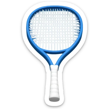 Blue tennis racket with white handle sticker