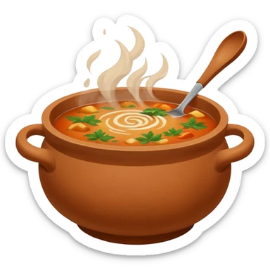 soup in clay, no spoon sticker