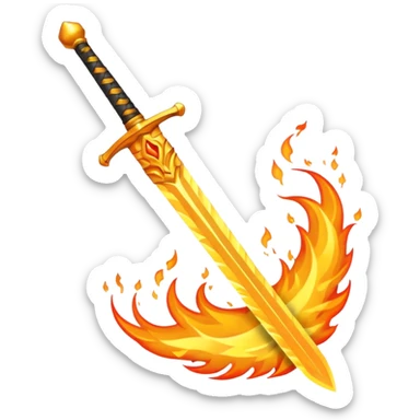sword on fire emoji style sticker