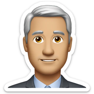ceo middle-aged man, 45-55 years old, short and gray hair with a slight white tint. oval-shaped face and brown eyes  sticker