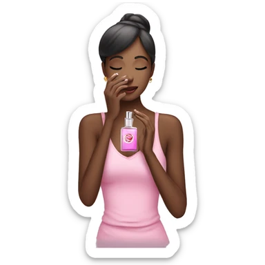 A girl putting on perfume  sticker