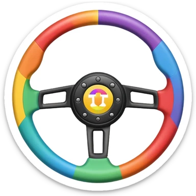 steering wheel with trans pride colors sticker
