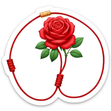 A red string with a rose patern sticker