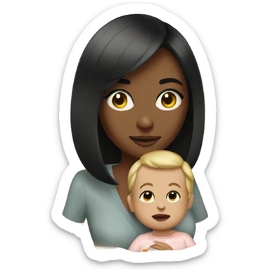 woman with long lashes and a side part bob holding a cigarette and a baby boy  sticker