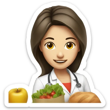brunette female nutritionist, food sticker