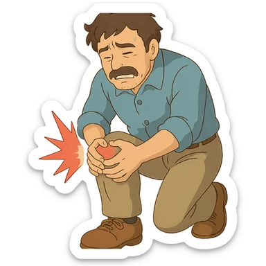ghibli style man with knee pain sticker