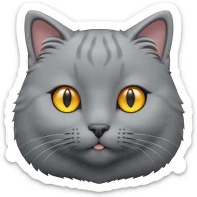 A 3D cartoon Chartreux cat in silvery-gray color, thick coat, friendly eyes, balanced lighting, Memoji-style realism. full body or half body. sticker