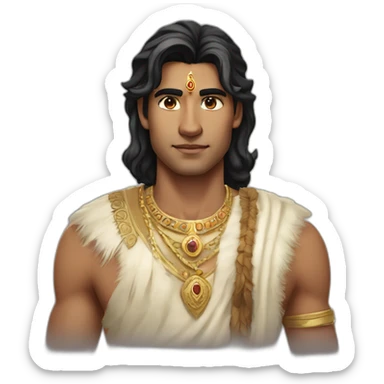 20 years old handsome white skin indian king with black eyes and hair sticker