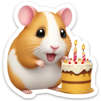 Birthday Hamster with a birthday cake  sticker