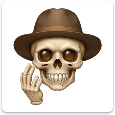 Skull wearing brown hat and hand sing to silence  sticker