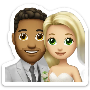 Romeo santos and blond girl green eyes wedding sticker