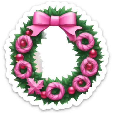 pink christmas wreath sticker