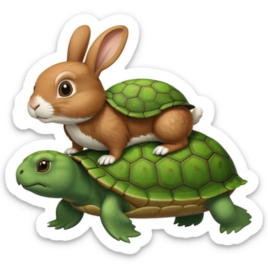 Turtle being ridden by a rabbit sticker