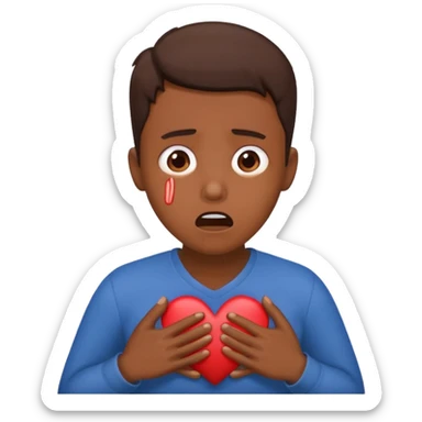 heart thumping out of chest brown skin person sticker