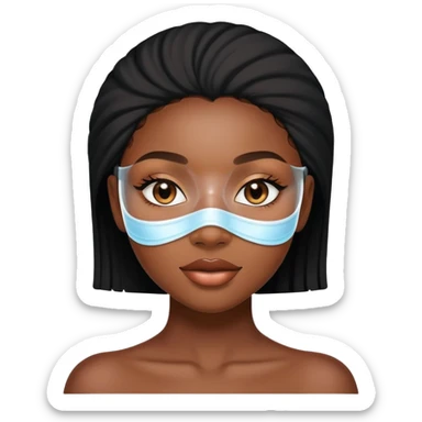 Black girl doing skin care mask sticker