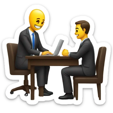job interview with laptop  sticker